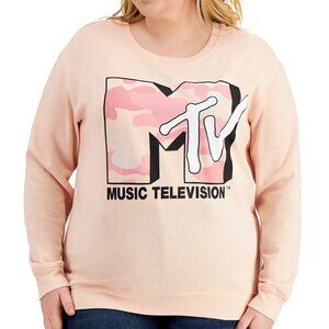 𝅺JR331 Love Tribe Pink Trendy Plus Size Camouflage MTV Sweatshirt Size 2X